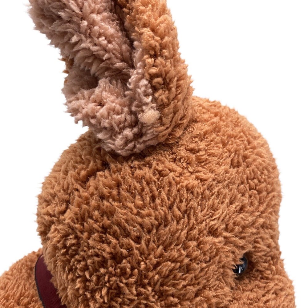 Russ Berrie Plush 20" Checkers Bear Toy Brown Bean Bag Soft Maroon Ribbon - Picture 10 of 12